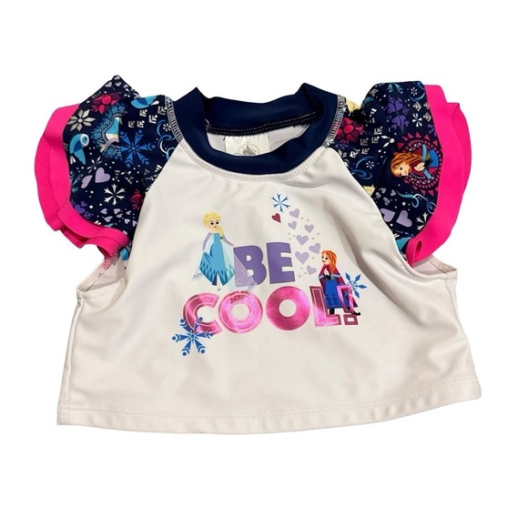 Disney Other - Disney Frozen Swim Top White Pink Elsa Anna Be Cool Rash Guard Girls 4